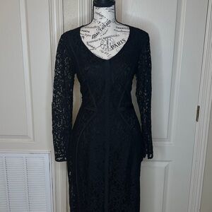 Ann Taylor Black Long Sleeve Lace Dress
